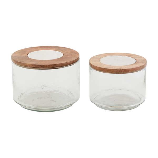 Travertine Lidded Bowls Set of 2