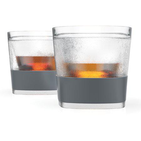 HOST Freeze Cooling Cups Set of 2 Glass with Silicone Band for Bourbon Whiskey Gifts for Men