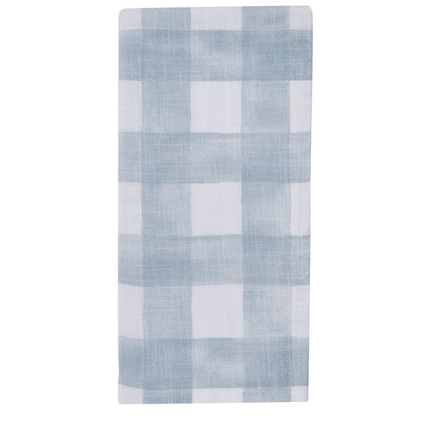 Buffalo Check Watercolor Napkin - Blue Mist