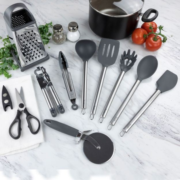 Elements Utensil Set Of 10, Stainless Steel - Charcoal*