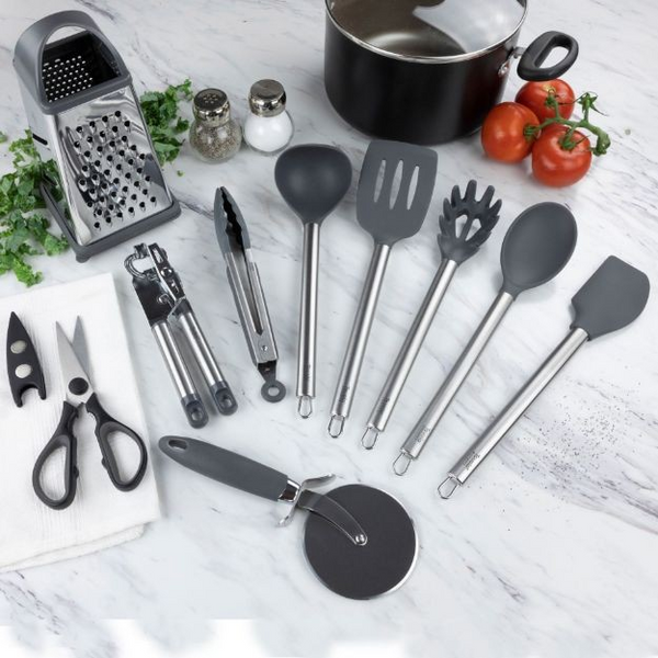 Elements Utensil Set Of 10, Stainless Steel - Charcoal*