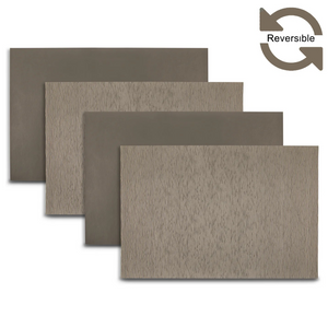 Taupe Ridges Vegan Leather Reversible 2 Pattern 12" x 18" Rectangular Placemat Set Of 4