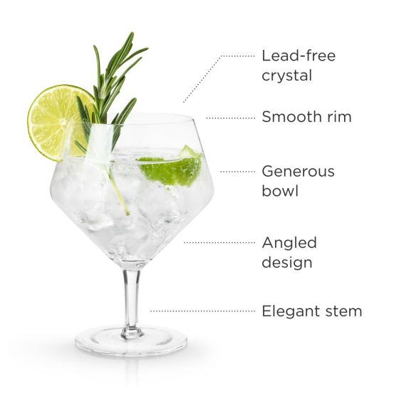 Angled Crystal Gin & Tonic Glasses by Viski