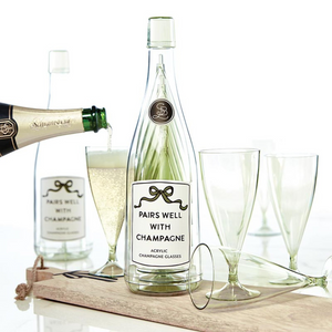 Acrylic Champagne Bottle + Glasses - Pairs Well