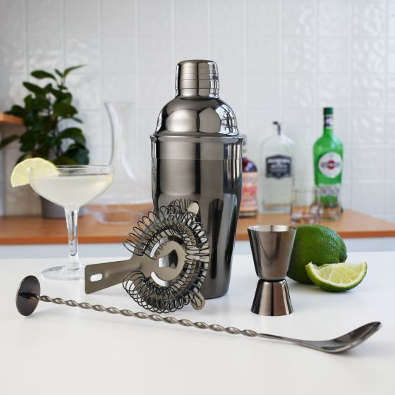 Gunmetal Black Barware Set