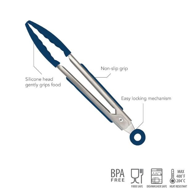Mini Silicone Tongs (8.25 Length) Deep Indigo