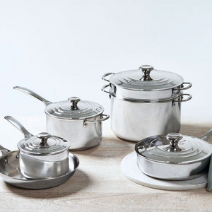 Le Creuset, Stainless Steel, Signature 10-piece Cookware Set