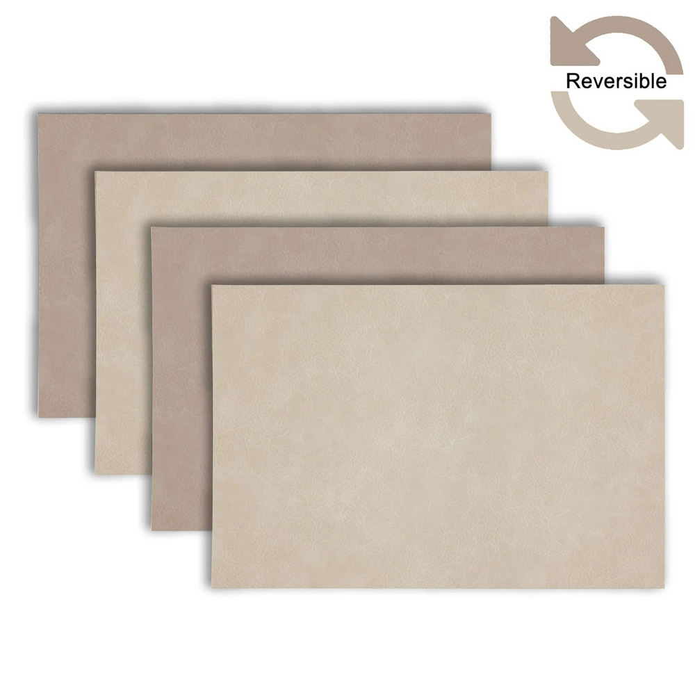 Ivory/Taupe Florence Premium Vegan Leather Reversible 2 Pattern