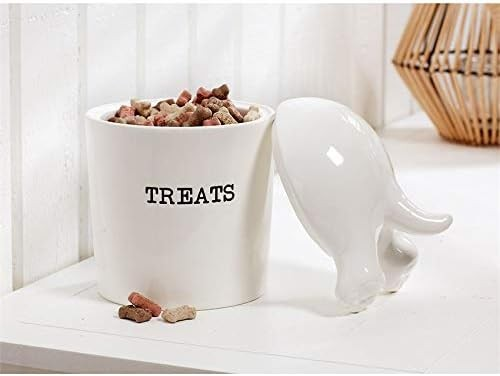 Mud Pie Dog Tail Treat Canister - Ceramic Dog Treat Jar