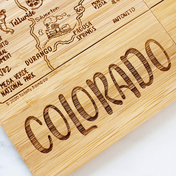 Totally Bamboo Colorado State Puzzle 4 Piece Bamboo Coaster Set with Case