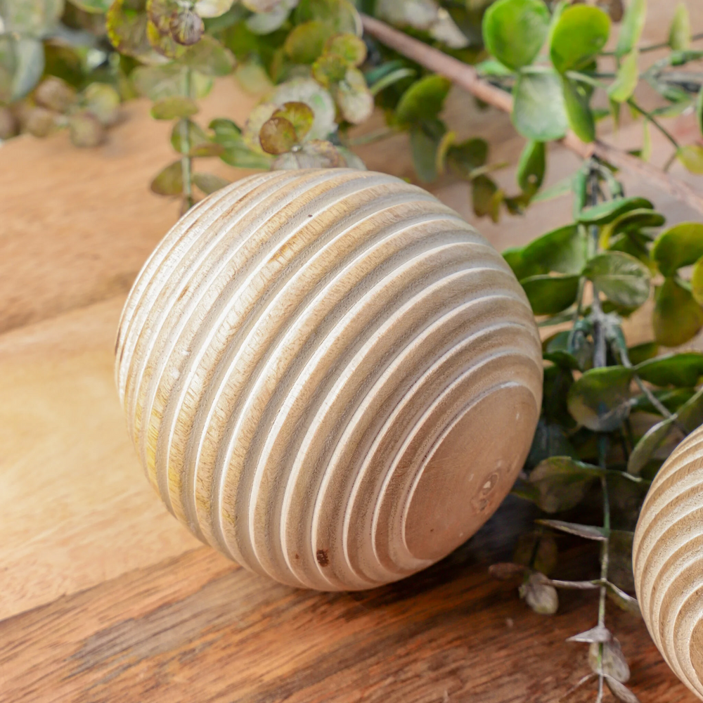 Decorative Striped Wood Ball 4"