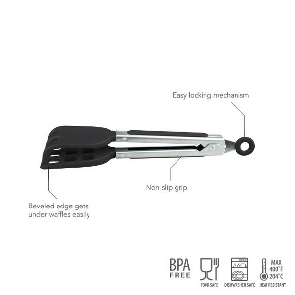 Black Mini Silicone Waffle Tongs