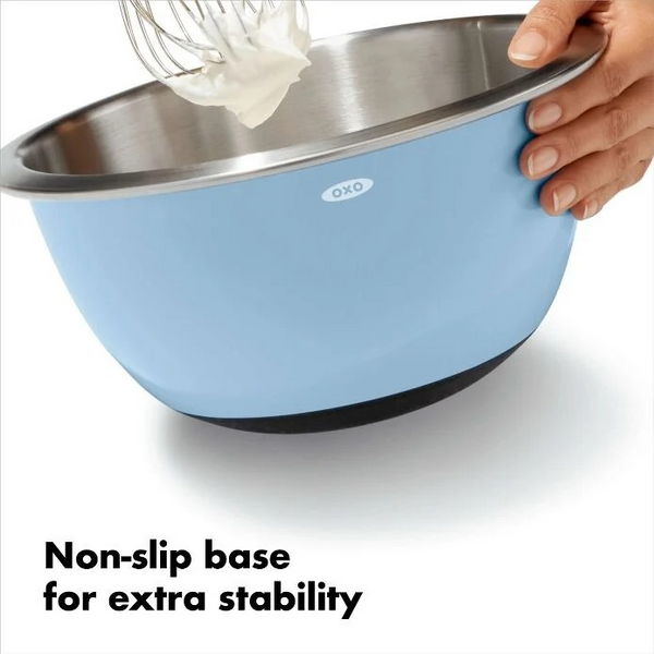 3-Piece Stainless Steel Mixing Bowl Set - Blue/Gray