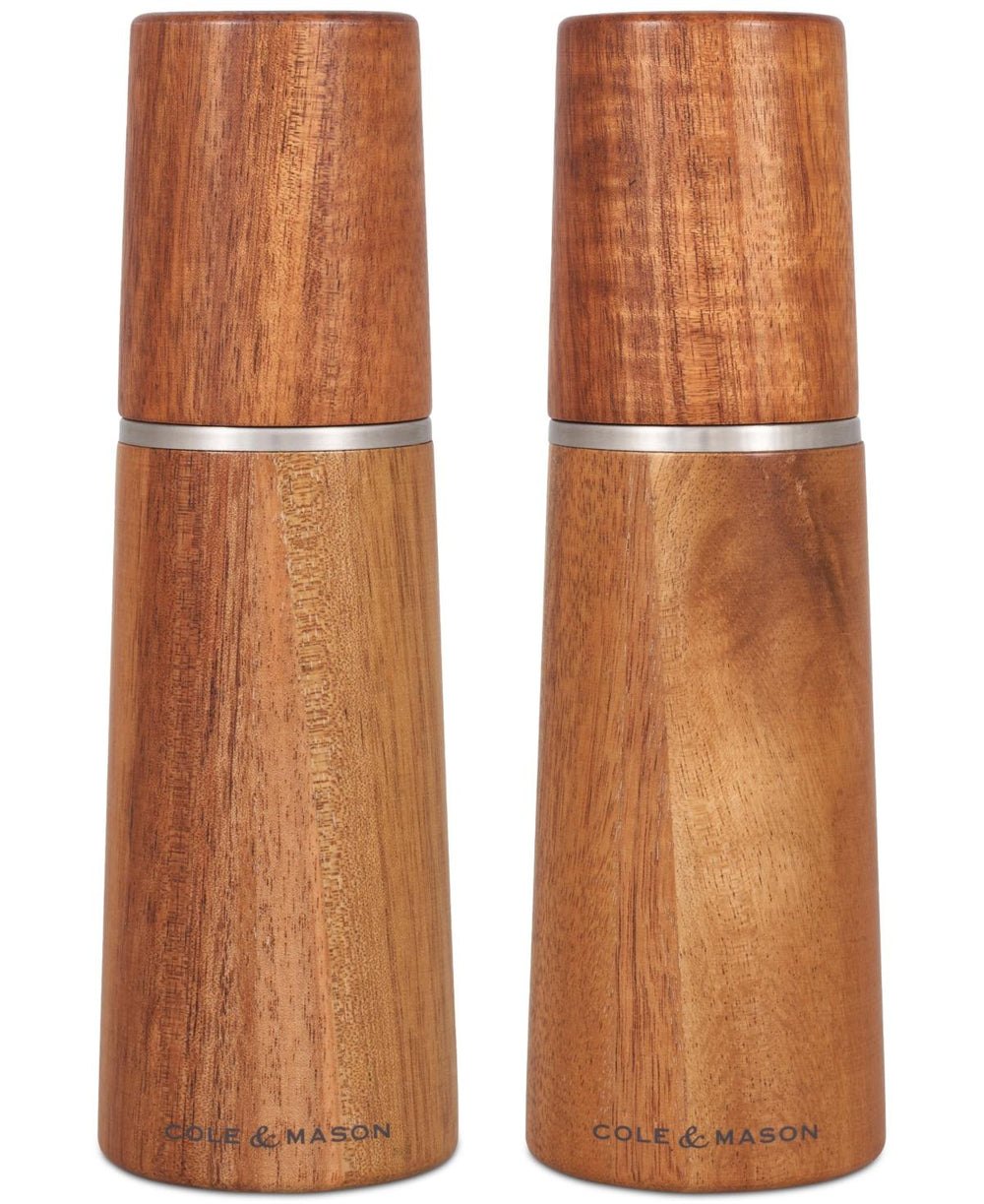 Cole & Mason Marlow Wood Mill Set - Balanced Salt and Pepper Grinders - Refillable Spice Tools - Adjustable Salt and Peppercorn Grinder Settings