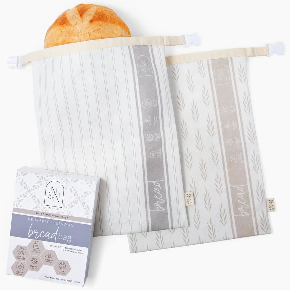 Reusable Beeswax Bread Bags For Homemade Bread - 2 Pack