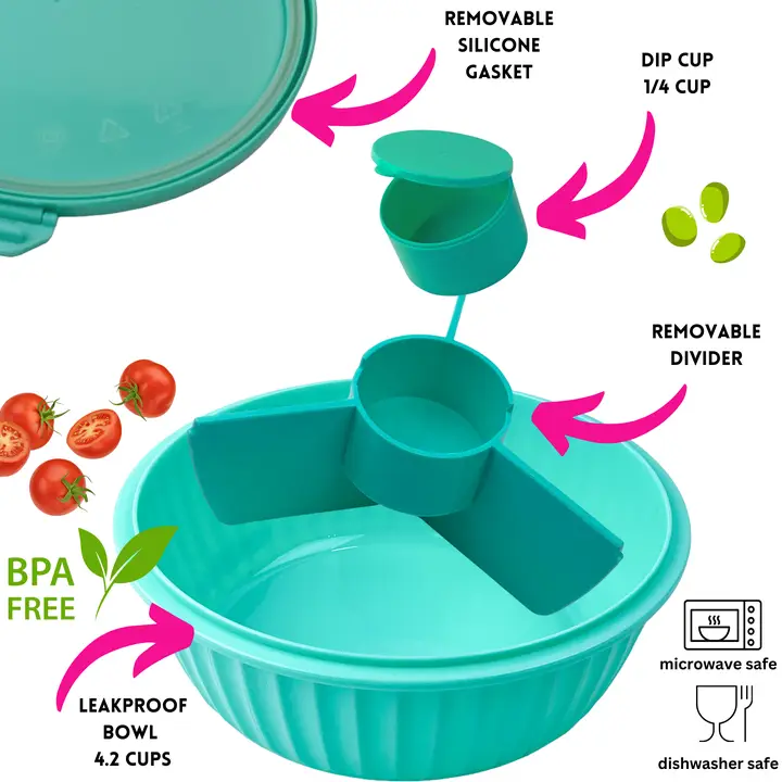 Poke Bowl with 4 Part Divider - Paradise Aqua