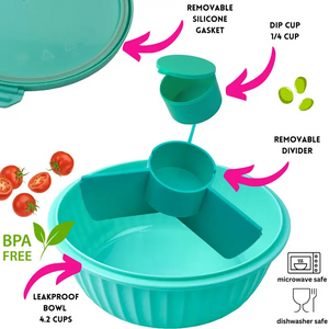 Poke Bowl with 4 Part Divider - Paradise Aqua