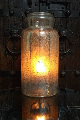 Large Mercury Glass Jar with Metal Insert 19x9x9