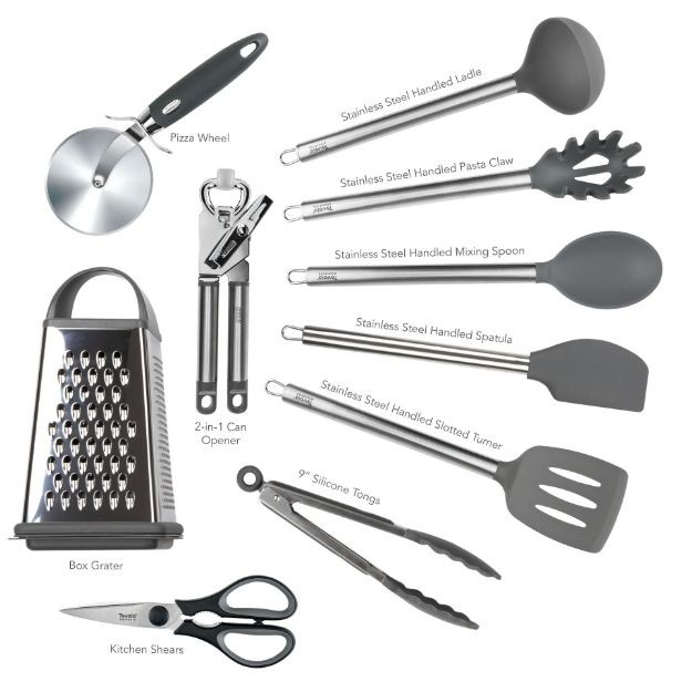 Elements Utensil Set Of 10, Stainless Steel - Charcoal*