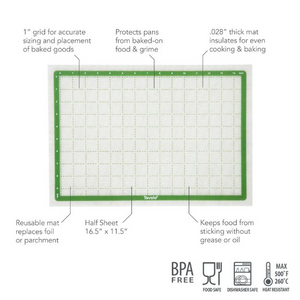 Pro-Grade Silicone Half-Sheet with Grid - 16.5" x 11.5"