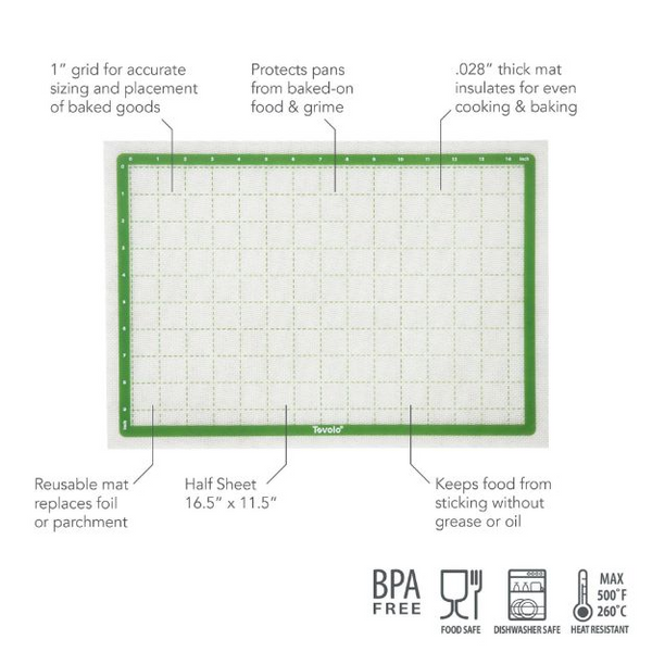 Pro-Grade Silicone Half-Sheet with Grid - 16.5" x 11.5"