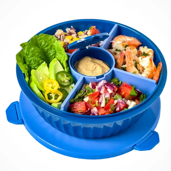 Poke Bowl with 4 Part Divider - Hawaii Blue