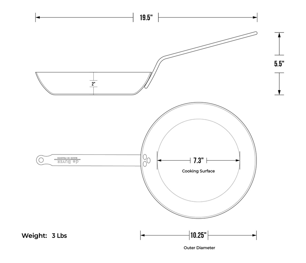 10.25" Blue Carbon Steel Fry Pan De Buyer