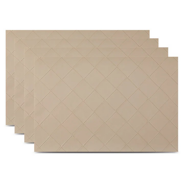 Linen Modena Vegan Leather Reversible 2 Pattern 12" x 18" Rectangular Placemat Set Of 4 (1) (1)
