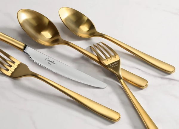 RAIN II Series 20-Piece Forged Flatware Set (Gold Finish)