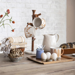 Mango Wood & Marble 6-Mug Rack