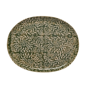 Botanical Green Stoneware Platter