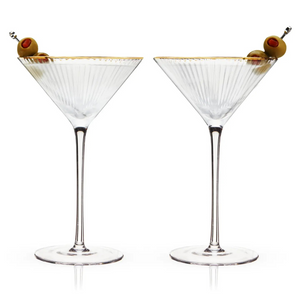 Deco Meridian Gold Rimmed Crystal Martini Glasses Set of 2