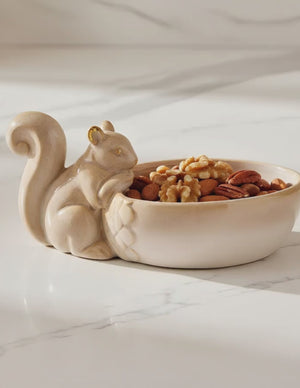 Cream Reactive Glaze Squirrel Bowl