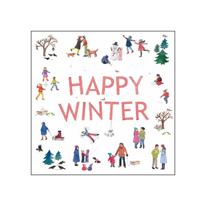 Fun winter scene cocktail beverage napkin