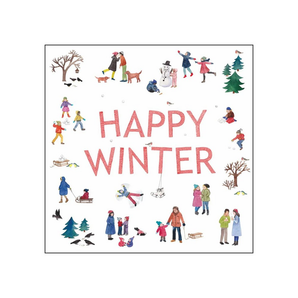 Fun winter scene cocktail beverage napkin