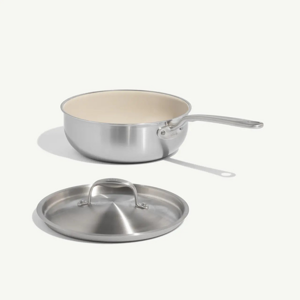 CeramiClad Saucier W/ Lid 3qt. with silver handle