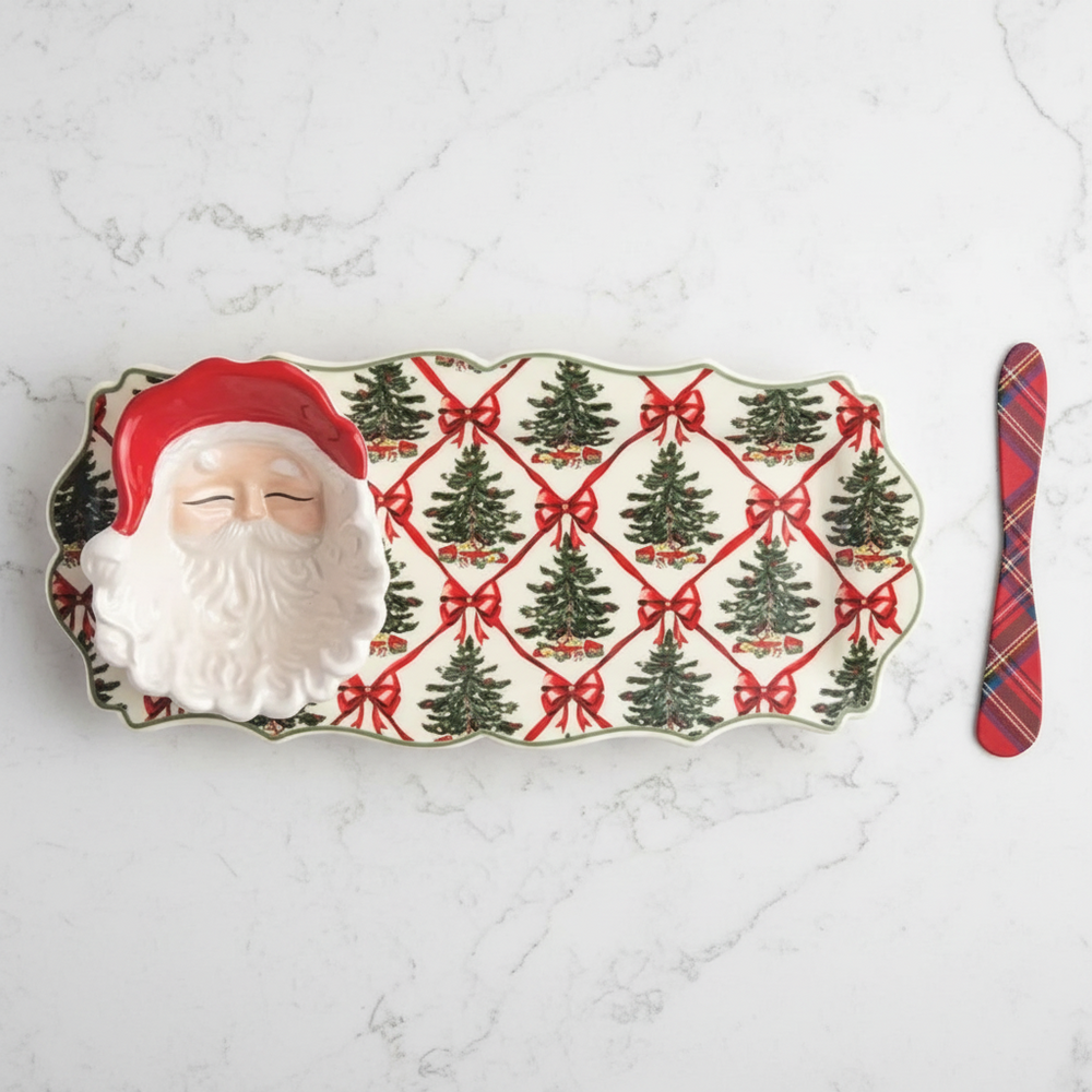 Christmas Tree Tray And Santa Tidbit Set