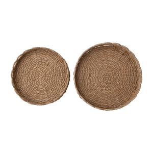 Decorative Woven Seagrass Scalloped Tray - Choose From 2 Sizes