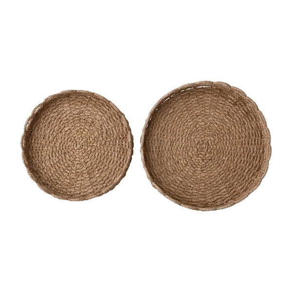 Decorative Woven Seagrass Scalloped Tray - Choose From 2 Sizes