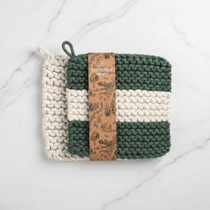 White & Green Potholder Set - 2 Different Styles to Choose from