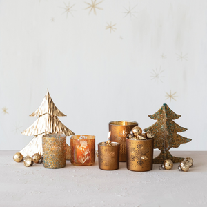 Snowflake Etched Mercury Glass Votive Holder - Available in 2 Sizes