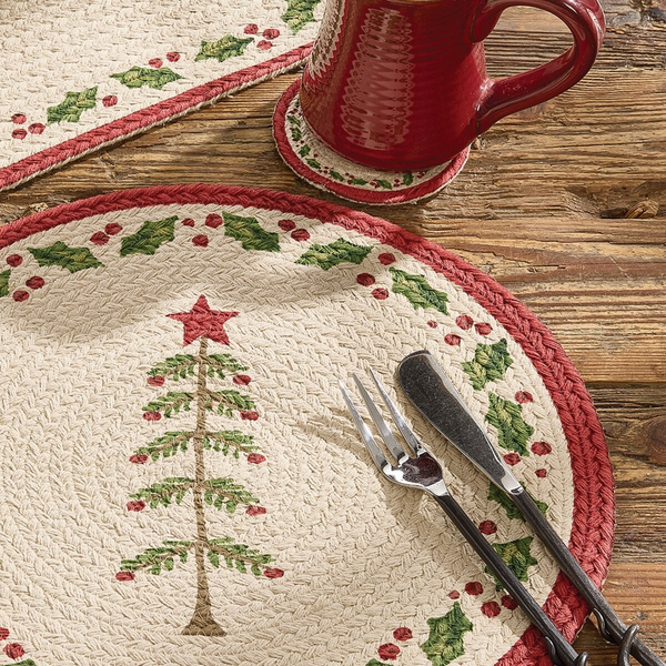 Feather Tree Printed Braided Placemat Round