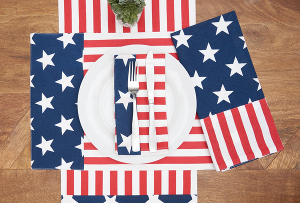 Patriotic Stars & Stripes Table Linens - Placemats & Napkins