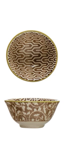 Stoneware Pinch Pot with Multicolor Patterns