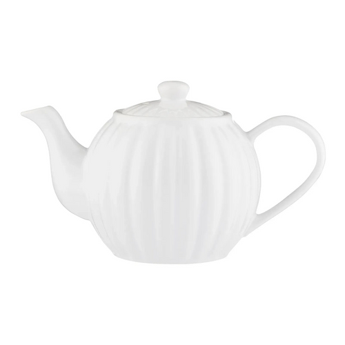 Price & Kensington Luxe 6 Cup Teapot with Ribbing - Choose White or Bluebell