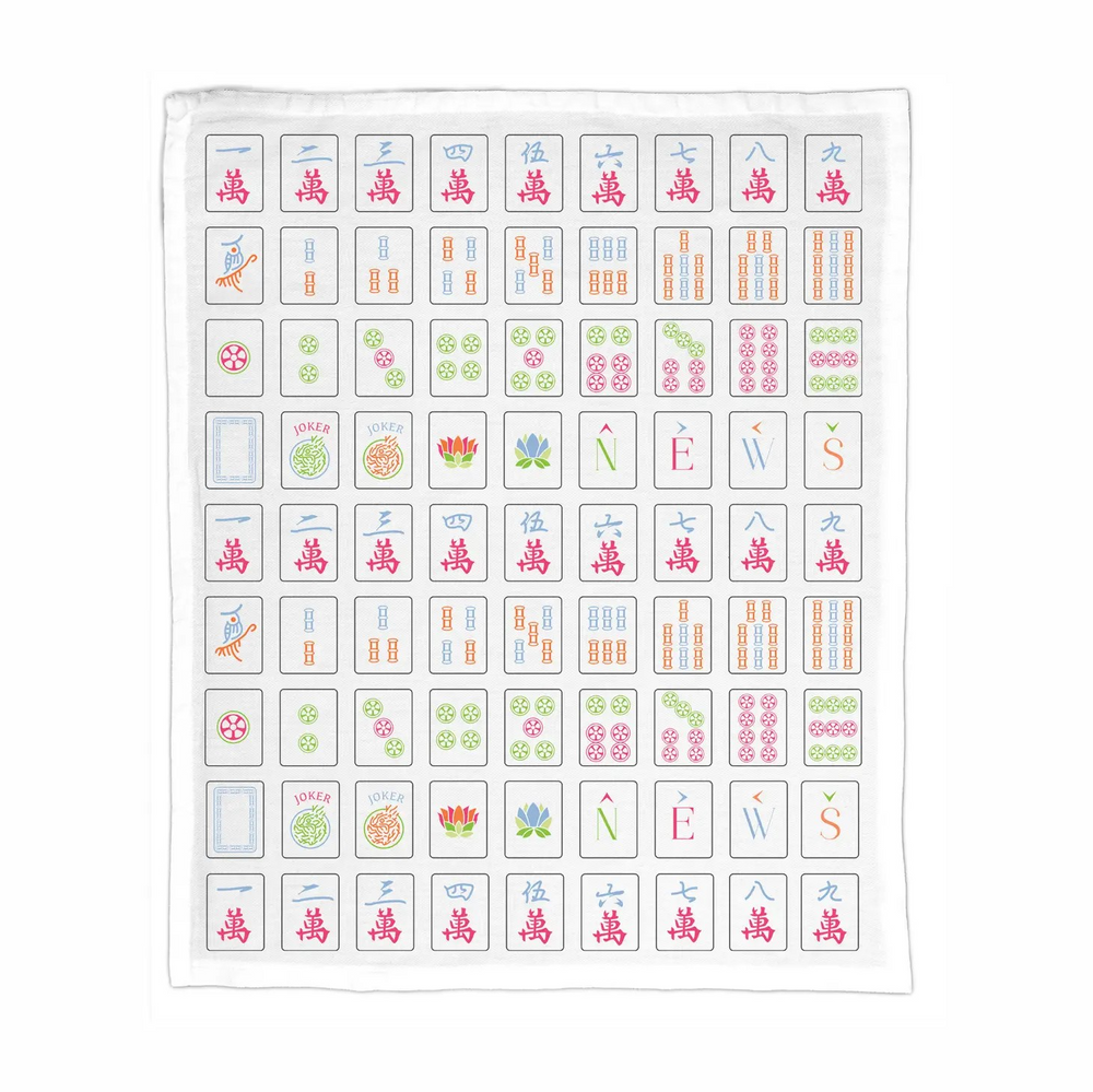 Organic Cotton Tea Towel - Let's Play Mahjong