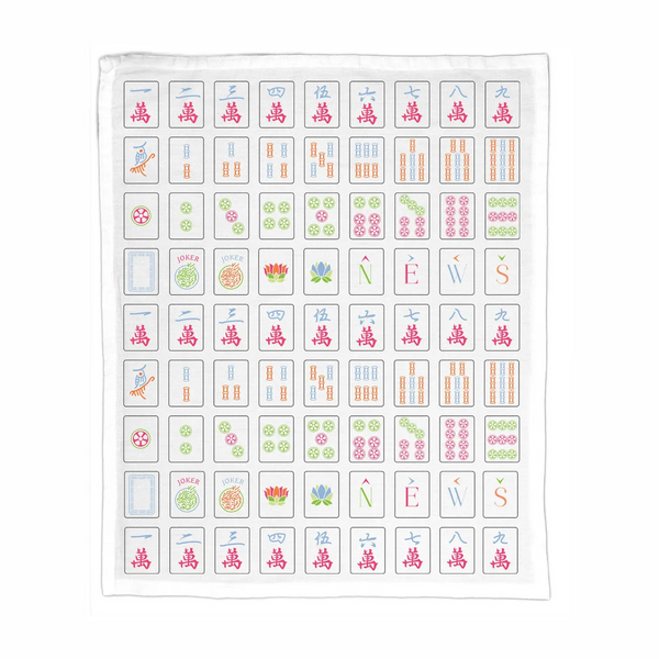 Organic Cotton Tea Towel - Let's Play Mahjong