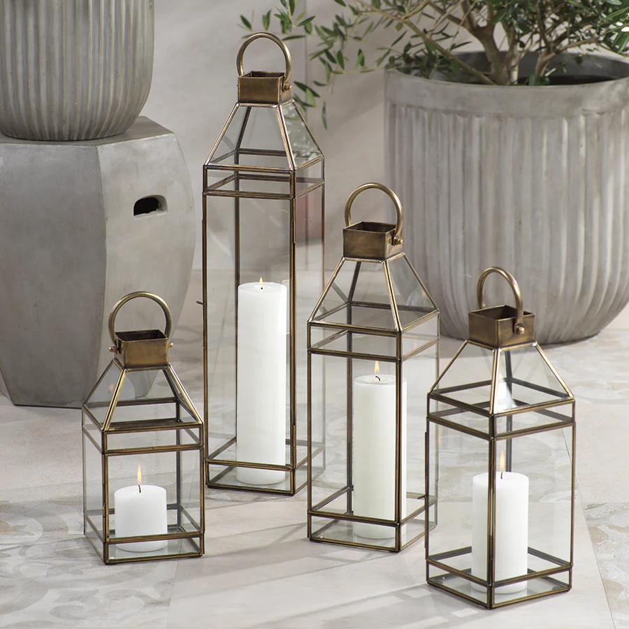 Medici Patina'd Brass Table Lantern - Choose from 2 Sizes