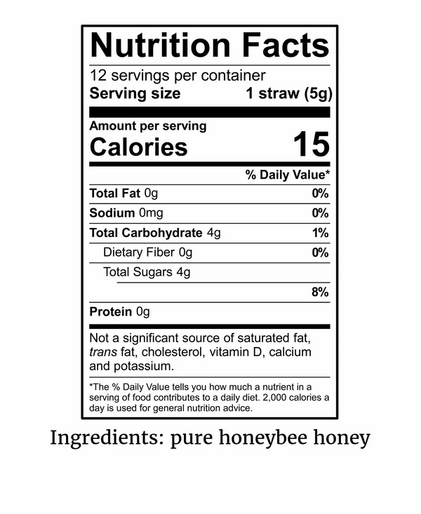 Honey Straws - Contains 12 Sticks