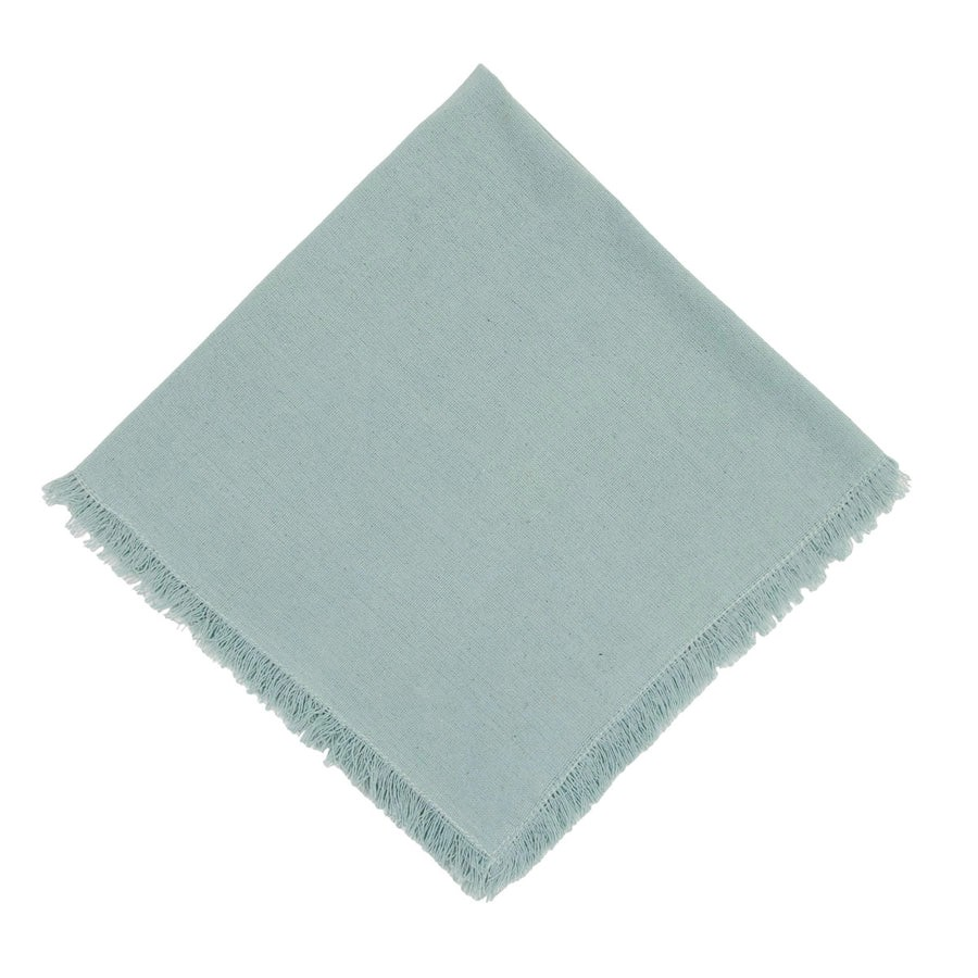 Fringed Table Linens - Sea Glass Blue - Cloth Napkin